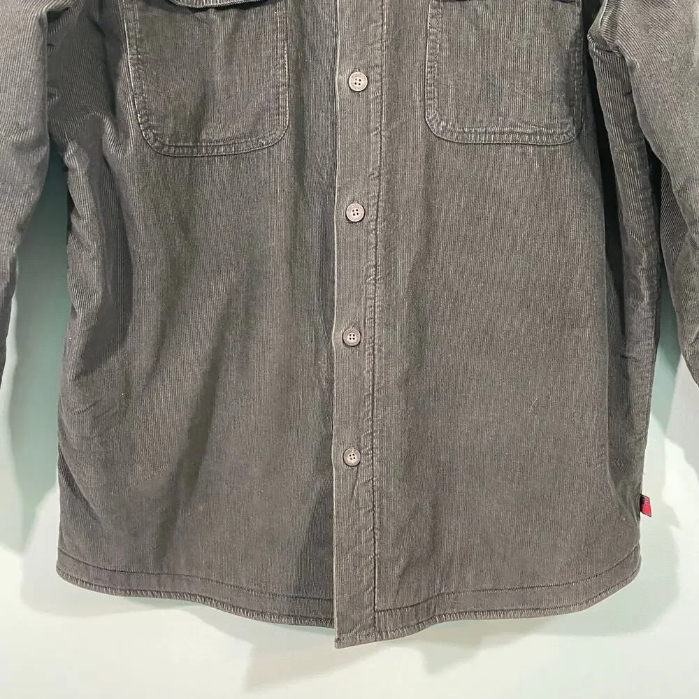 Woolrich Men Dark Green Corduroy Sherpa Lined Shirt Jacket Chore Barn Coat Sz L